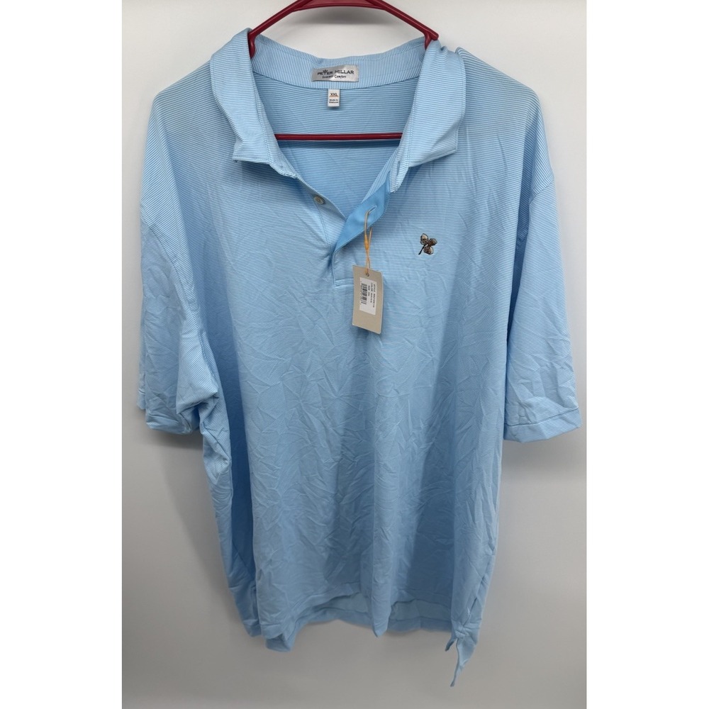 Peter Millar Summer Comfort Masterfits Golf Polo Men XXL Blue Striped Golf Clubs